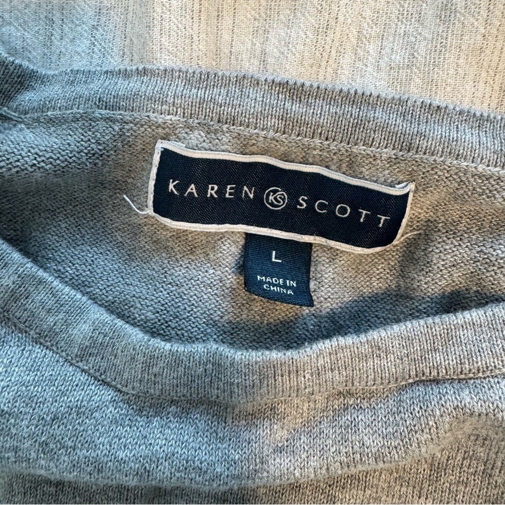Karen Scott Sweater Gray Black Colorblock Large - Picture 3 of 3